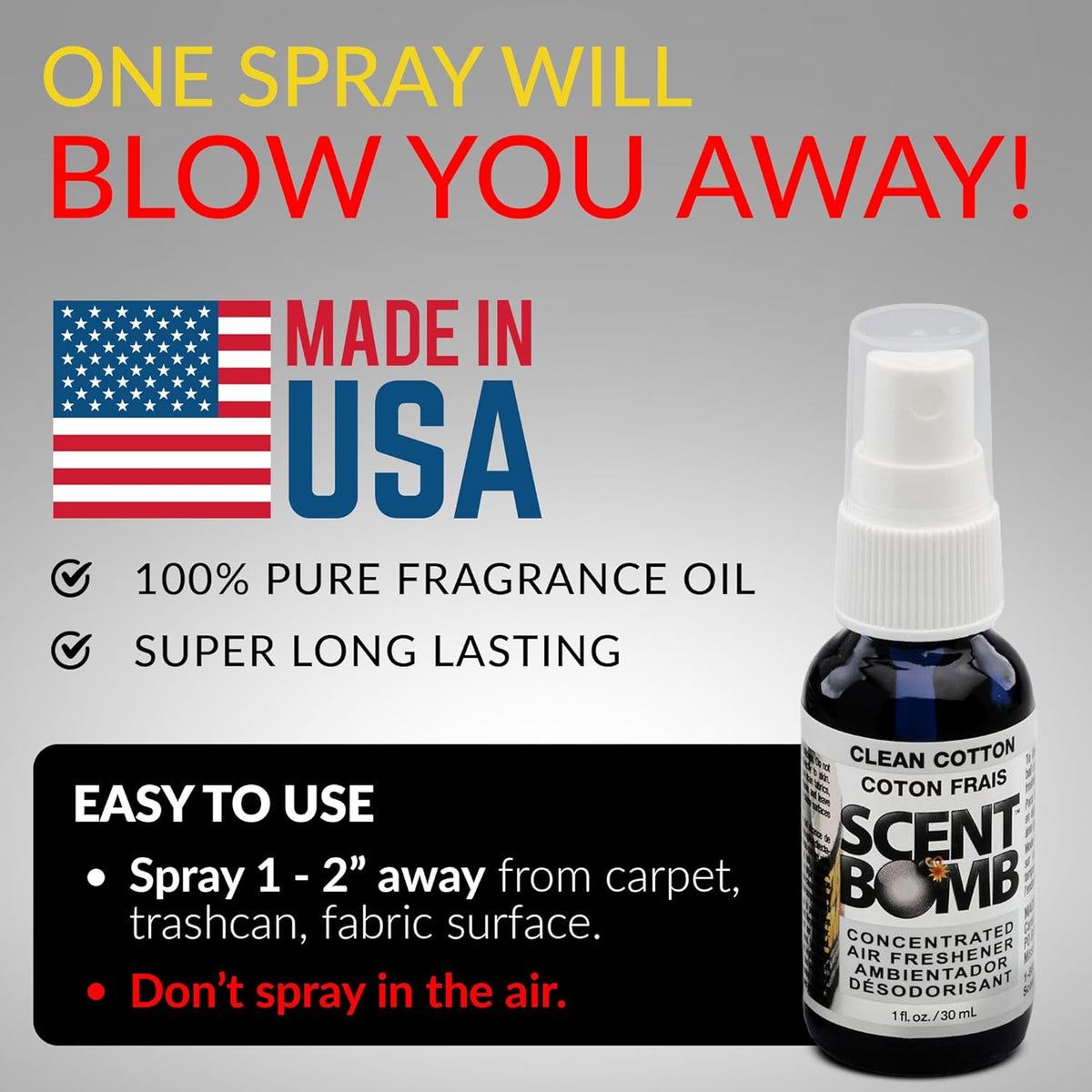 Scent Bomb Air Freshener Spray, Long-Lasting Odor Eliminator - Effective Deodorizer for Home & Car, Fresh Room Spray for Kitchen, Bathroom & Smell Neutralizer - 1 oz Pack of 4, Black Cherry Scent
