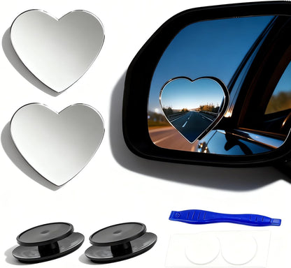 2 pcs Blind Spot Mirrors, 2" Round HD Glass Convex 360° Wide Angle Side Rear View Mirror with ABS Housing for Cars SUV and Trucks, Black, Pack of 2