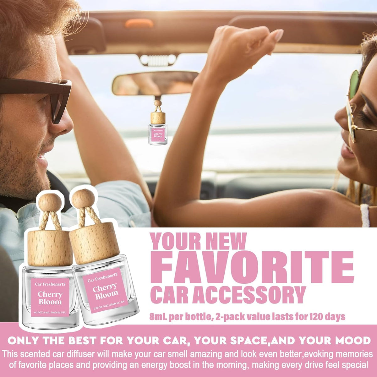 HoogaLife Car Air Freshener Diffuser 2 Pack Hanging Air Freshener Diffuser - Vanilla Cream Fragrance Oil Air D iffuser for Car, 45+ days Long Lasting Fragrance Made in USA C ar Air Fresheners (V54)