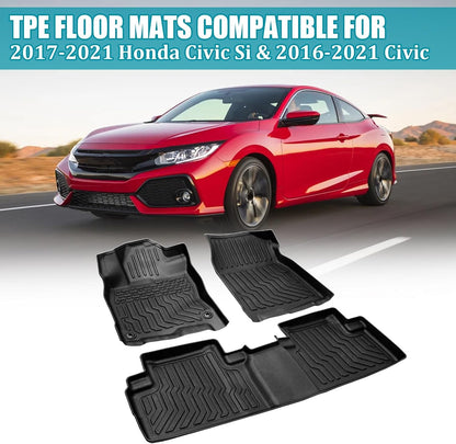 All Weather Floor Mats for 2016-2019 Chevy Cruze (No Fit 2016 Cruze Limited), Chevy Cruze Floor Mats, 1st and 2nd Maximum Coverage, 3D Waterproof TPE Rubber Protector Car Mats Full Set Liners
