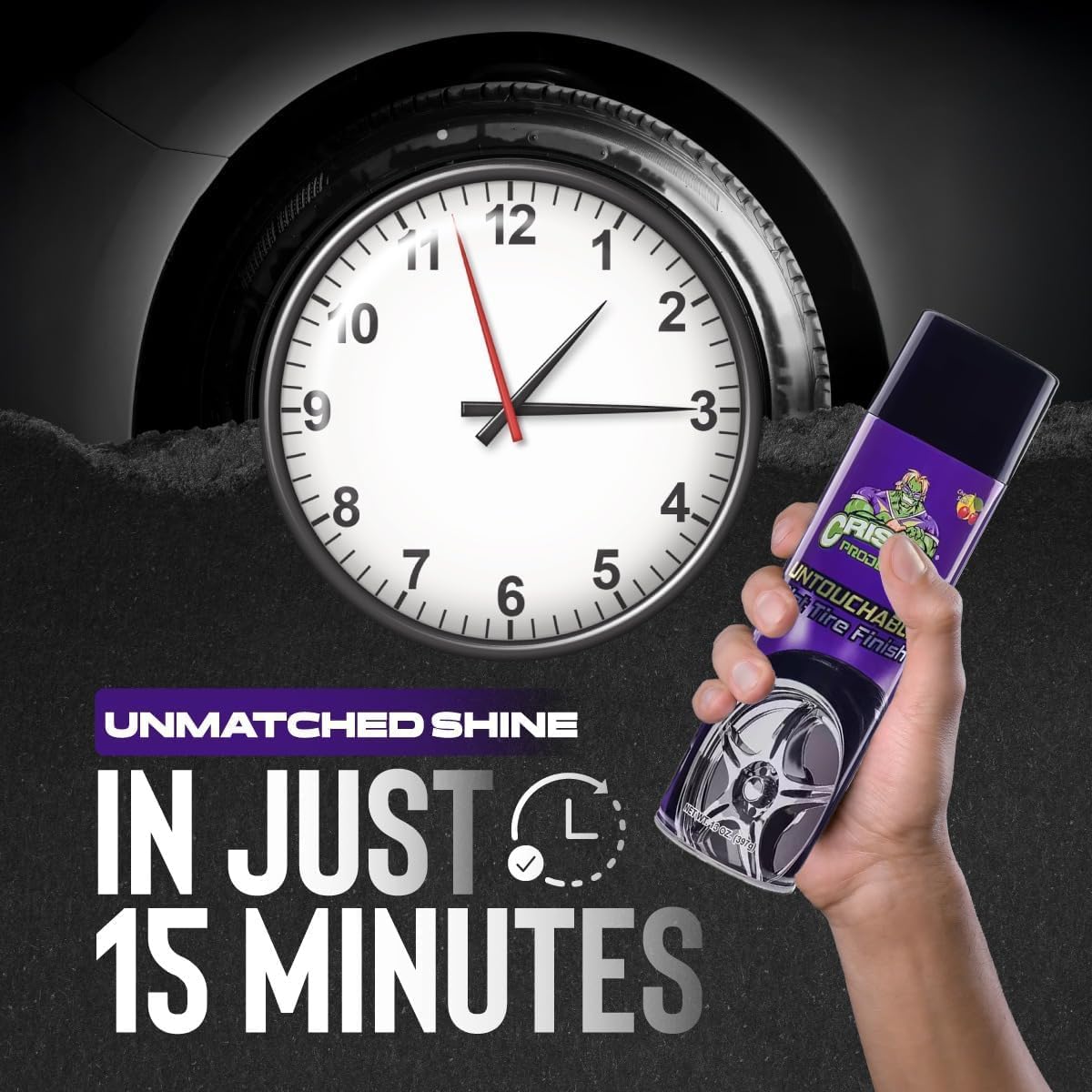 Cristal Products Untouchable Tire Shine Spray – Long-Lasting Wet Tire Finish for Deep Gloss & Protection – Waterproof Tire Shine, Easy Application, Premium Tire Cleaner Shine 8oz (1PK)