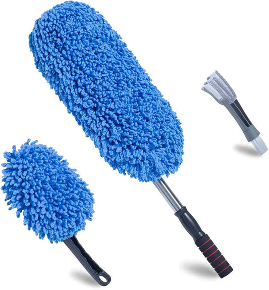 (3 Pack) Microfiber Car Duster Exterior Scratch Free, Extendable Handle Interior Multipurpose dust Cleaning Duster for car