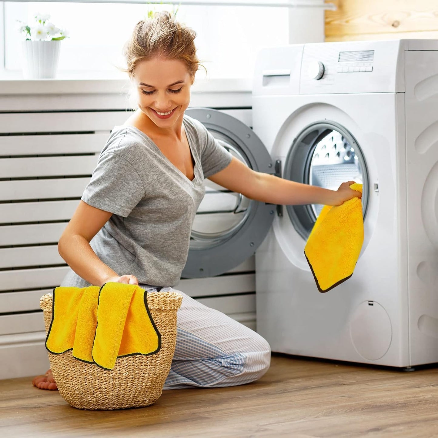 Tallew 40 Pcs Microfiber Towels:16"x16" Microfiber Drying Towels Bulk Micro Fiber Car Cleaning Cloth for Cars Drying Washing Polishing Office Windows Cleaning Household Supplies (Yellow)