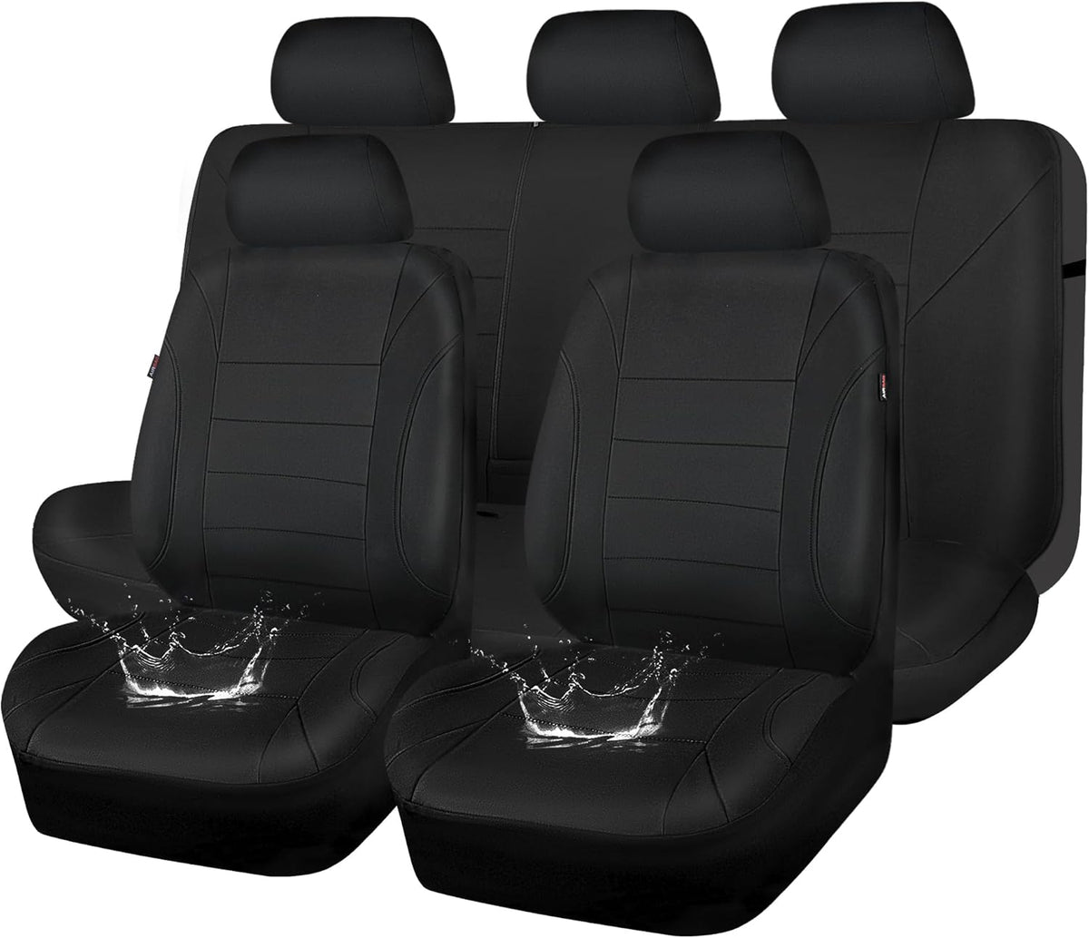 CAR PASS Waterproof Car Seat Covers Front Seats Only with 5mm Composite EVA, Neoprene Car Seat Cover with Separate Headrest Cover, Quick Setup Universal Fit for Car SUV Trucks,Airbag Compatible（Gray