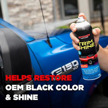 Stoner Car Care 91034 Trim Shine – Black Trim and Plastic Restorer for Cars – Vinyl and Plastic Trim Protectant Coating for Interior and Exterior Use – Fast-Drying No Sling – 12 oz