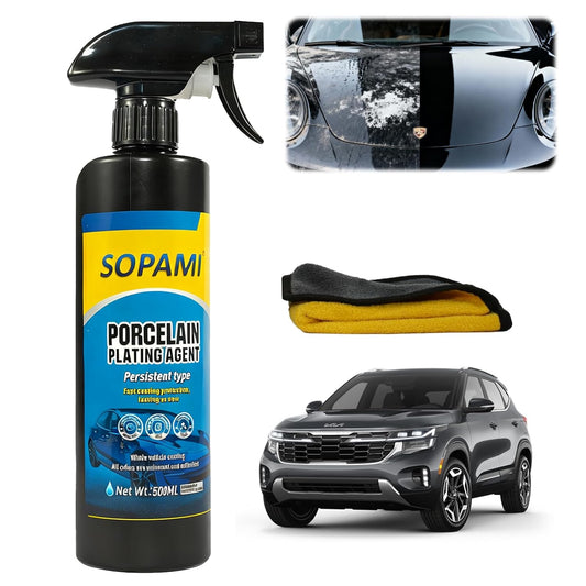 SOPAMI Ceramic Coating Spray (2 Pack), Hydrophobic Car Wax for High Gloss Paint Protection, Water Beading Sealant and Quick Detailer for Paint, Glass, Plastic and Metal