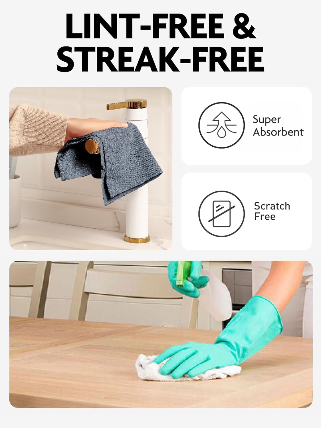 Fantasticlean Microfiber Cleaning Cloth Roll -75 Pack, Tear Away Microfiber Towels, 12" x 12", Reusable, Washable, Scratch Free, Ultra Absorbent for All-Around Cleaning Supplies (DimGray)