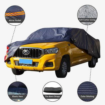 Car Cover Waterproof All Weather for Automobiles, 6 Layers Outdoor Full Exterior Cover Rain Sun UV Snowproof Protection with Zipper Cotton, Mirror Pocket for Sedan (190-195 inch)