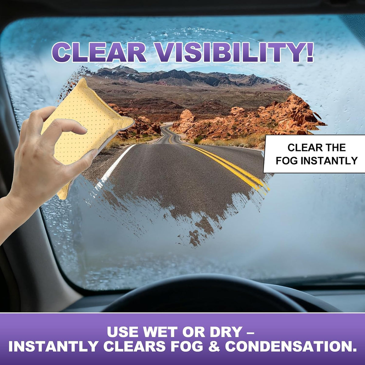 Glass Anti Fog Spray for Car Windshield, Interior Glass, Mirrors & Windows – Long-Lasting Defogger Prevents Fogging for Clear Vision, Safe Driving & Crystal Clear View – Easy to Use – 150ml / 5oz