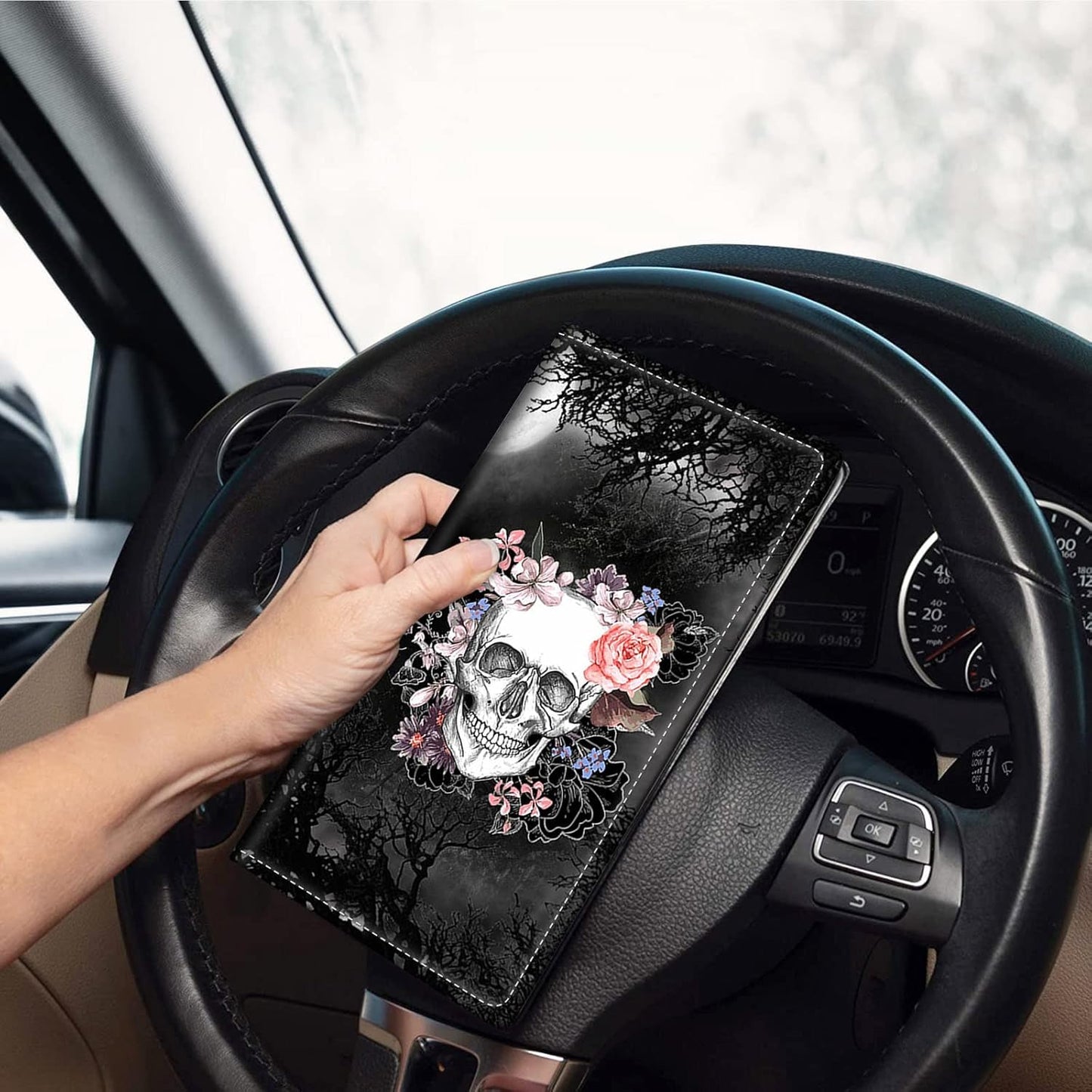 Car Registration and Insurance Holder, Leather Car Glove Box Organizer, Cool Car Accessories for ID, Driver's License Cards & Essential Document, business cards, Men&Women, Retro Audio Cassette