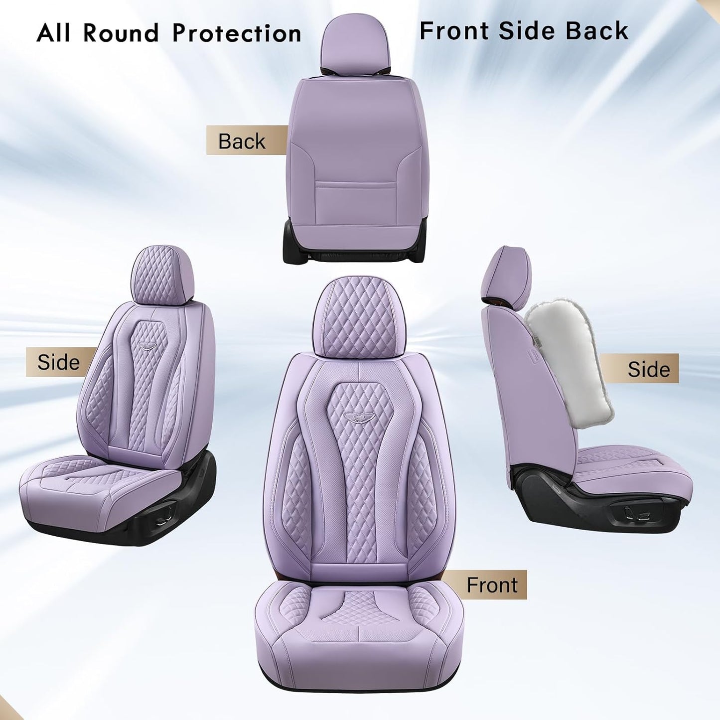 Coverado Seat Covers, Car Seat Covers Full Set, Black Car Seat Cover, Car Seat Covers Front Seats Back Seat Cover, Waterproof Car Seat Cushion, Leather Seat Covers Seat Protector Fit for Most Cars