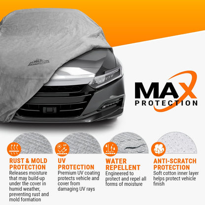 Armor All Heavy Duty Premium All-Weather SUV Car Cover by Season Guard; Max Protection from Sun Rain Wind & Snow for SUV or CUV up to 205" in Length; Indoor & Outdoor Covers; Grey