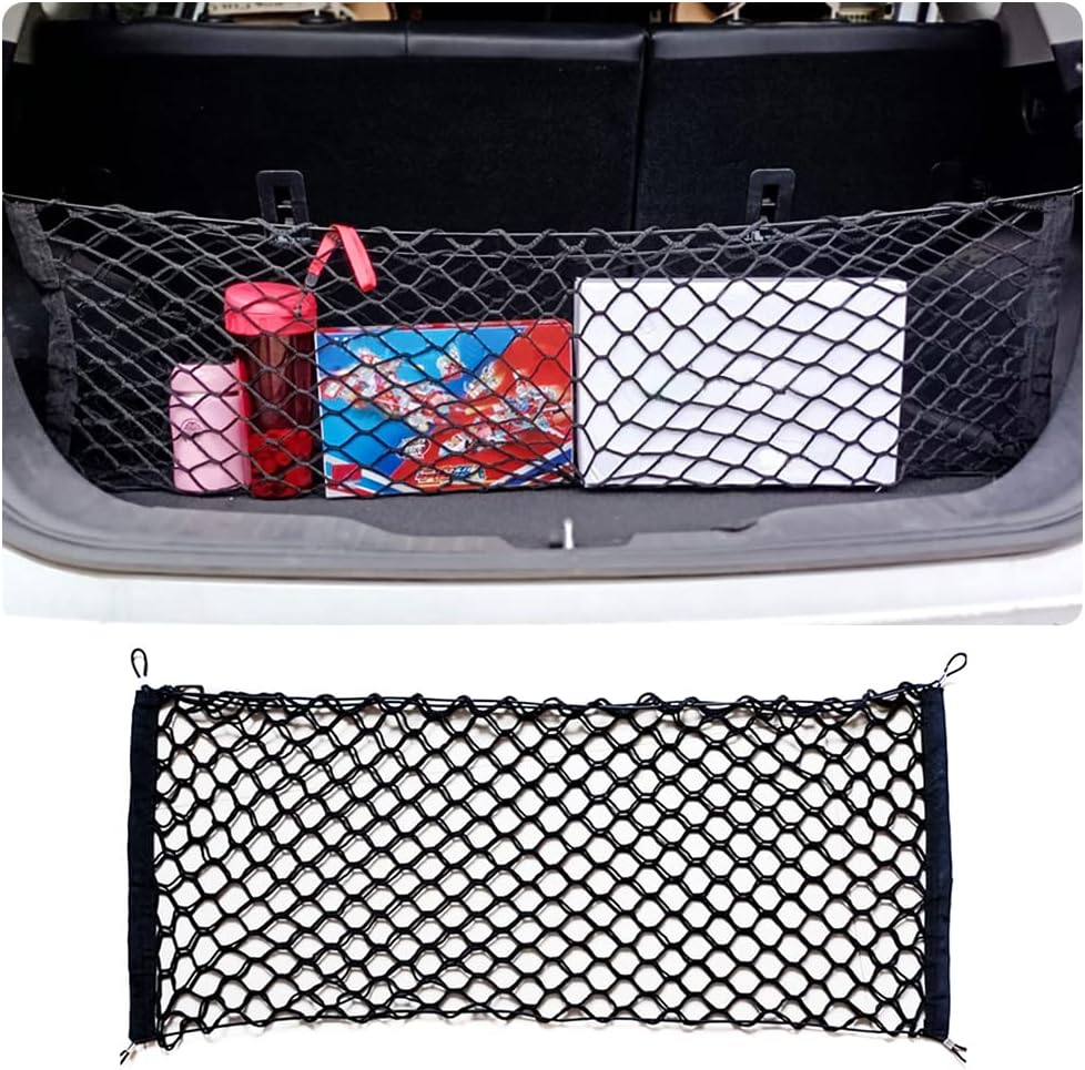 Car Rear Cargo Net with Good Elasticity&Tensile Strength Trunk Net Organizer for SUV Truck,Ideal Car Net Keeps Overlanding Accessories (L 43.3''x15.74'')