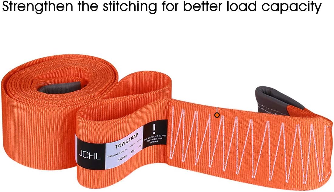 Tow Strap with Hooks 2in X20Ft Recovery Strap 10,000LB Break Strengthened Towing Rope for Towing Vehicles in Roadside Emergency