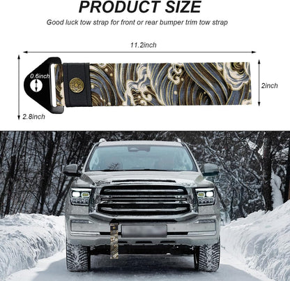 Racing Tow Strap, Stylish JDM Car Bumper Tow Strap Trailer Hook Belt for Decoration, Heavy Duty Nylon Traction Rope Universal Fit for Front or Rear Front Bumper (Black)