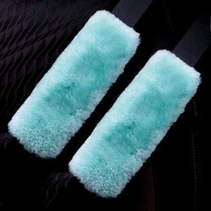 OGLAND Authentic Sheepskin Car Seat Belt Pad,2 Pack Soft Seat Belt Cover for Shoulder Pad Neck Cushion Protector Car Accessories by Genuine Natural Merino Wool (Misty Gray) - Colors A