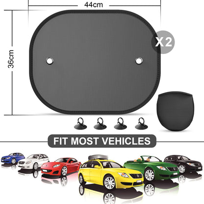DIZA100 Car Sun Shade, 2 Pack Window Shade for Baby Universal Cling Sunshade for Side Window Sun Glare and UV Protection for Kids/Adults/Pets - 20''x12'' Fits 98% Cars(Suction Cup Stick)
