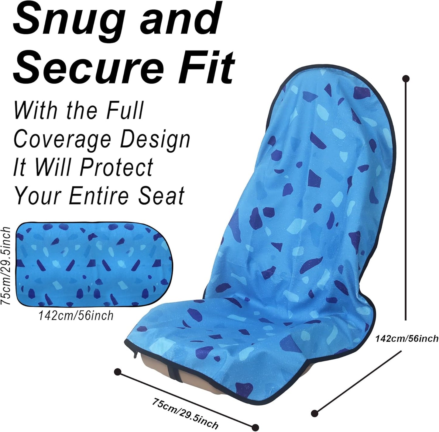 Car Seat Cover Protector Front Seats,for Gym Workout,Running,Swimming,Beach and Hiking,Waterproof Sweat Towel Bucket Seat Covers for Cars SUV Trucks (Black, 1Pcs)