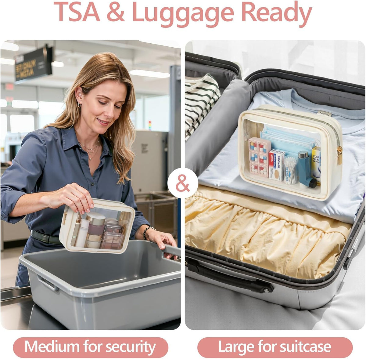 PACKISM Clear Makeup Bag - TSA Approved Toiletry Bag for Carry-on & Checked Luggage, Water Resistant Car Storage Organizer with Reinforced Seams