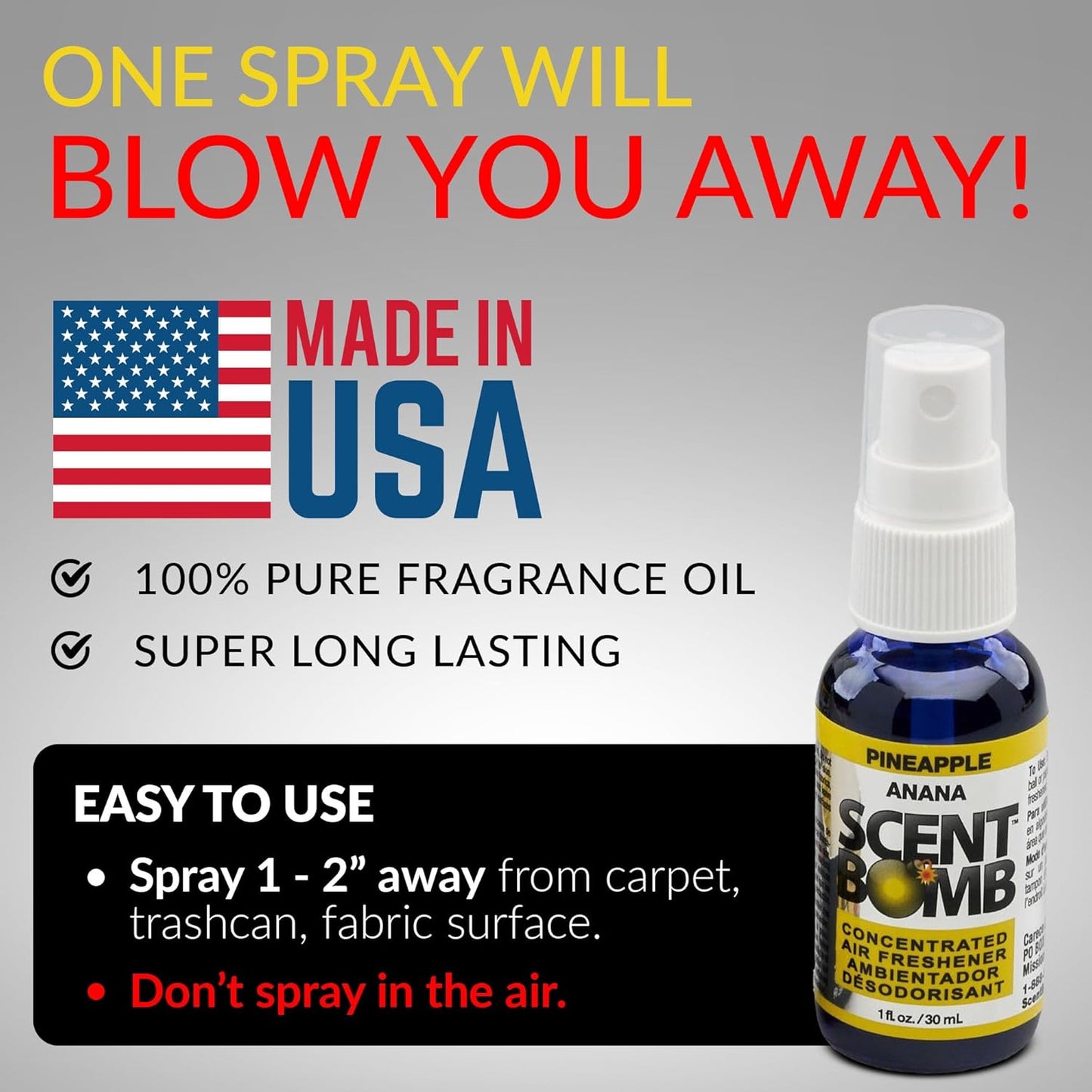 Scent Bomb Air Freshener Spray, Long-Lasting Odor Eliminator - Effective Deodorizer for Home & Car, Fresh Room Spray for Kitchen, Bathroom & Smell Neutralizer - 1 oz Pack of 4, Black Cherry Scent