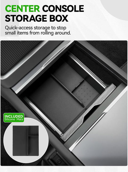 10PCS Center Console Organizer Tray for 2025 2026 Tesla Model Y Juniper Accessories, Under Seat Storage Armrest Hidden Storage Box Cup Holder Charger Pad for Tesla ModelY Juniper (Not fit Standard)