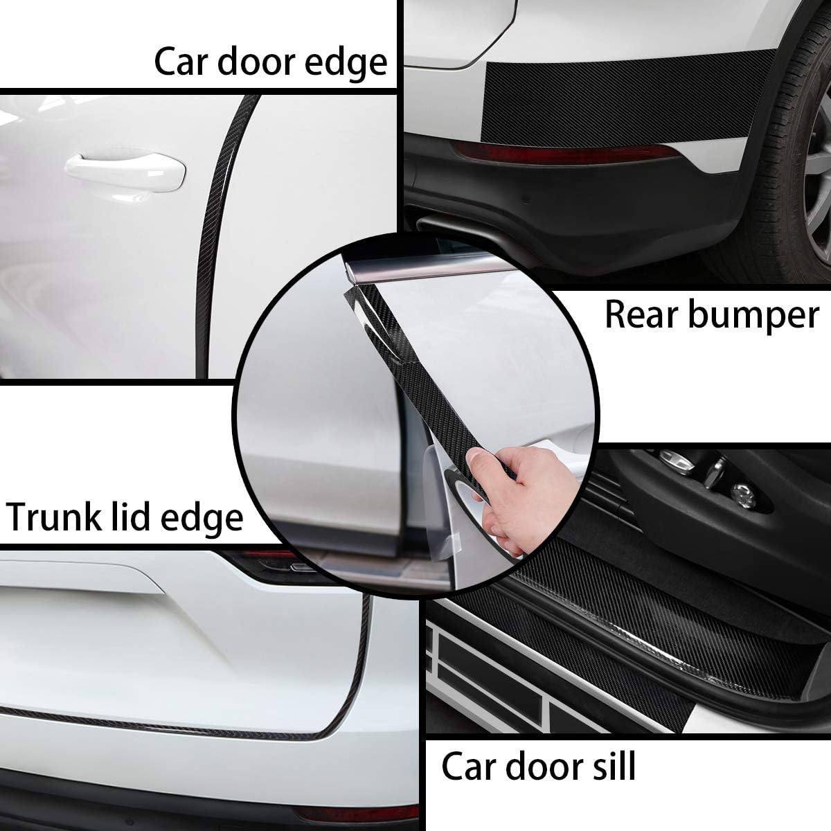 DGSL Car Door Edge Guards Door Sill Protector, 2.7In x 33Ft 5D Carbon Fiber Car Wrap Film, Vinyl Automotive Wrap Film Anti-Collision Fits for Most Vehicles (Black)