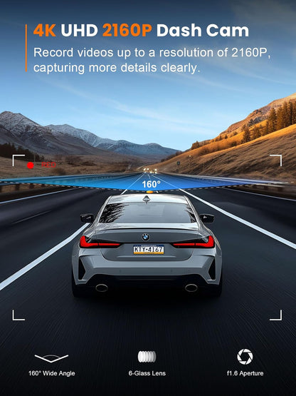 galphi 4K Dash Cam Front, Built-in 5G WiFi, 32GB Card Included, Dash Camera for Cars, Mini Dashcam with Super Night Vision, Loop Recording, G-Sensor, 24 Hours Parking Monitor, Support 256GB Max