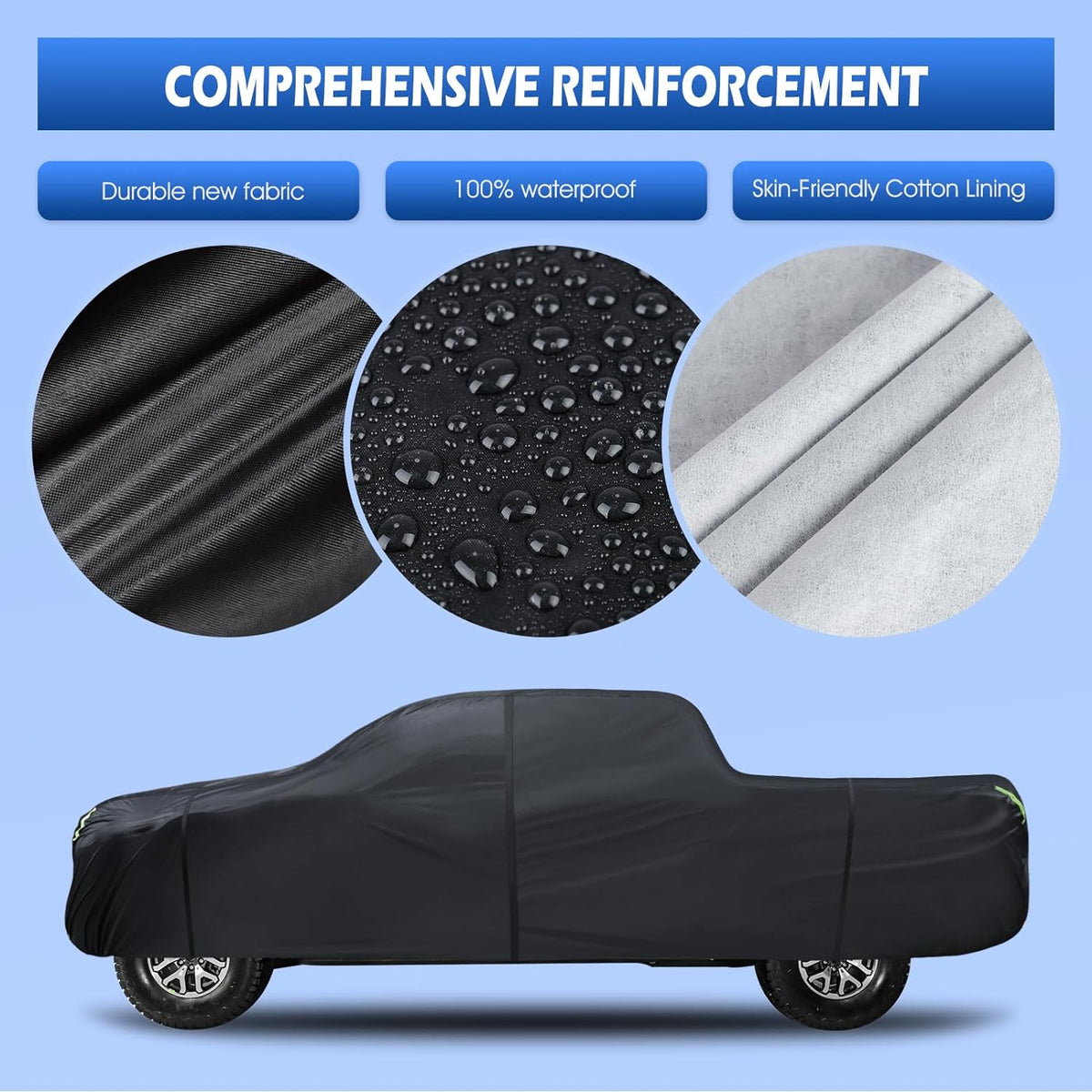 6 Layers Car Cover Waterproof All Weather for Automobiles, Size A3 with Zipper Cotton Fit for Toyota Camry, Honda Accord, Ford Mustang, Chevy Camaro/Malibu,Kia Optima/K5 (187-198 inch)