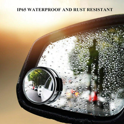 2 pcs Blind Spot Mirrors, 2" Round HD Glass Convex 360° Wide Angle Side Rear View Mirror with ABS Housing for Cars SUV and Trucks, Black, Pack of 2
