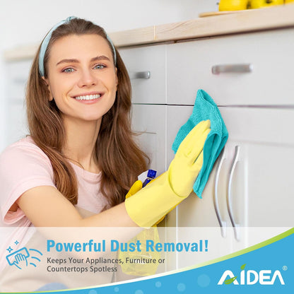 AIDEA Microfiber Cleaning Cloth-12PK, Soft Microfiber Towels for Cars, Absorbent Cleaning Rags, Lint-Free Streak-Free Wash Cloths for House, Kitchen, Window(12in.x12in), Black