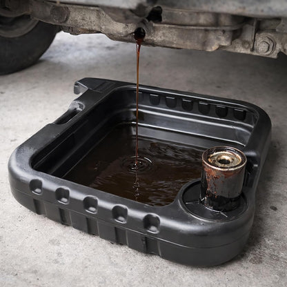Scepter AMKIT01 15.5 Quart Oil Drain Pan with Pour Spout and 18-Inch Mechanics Funnel Kit for Automotive Fluids Including Engine Oil, Anti-Freeze, Transmission Fluid and More, Black