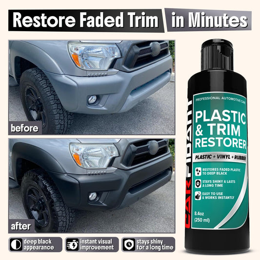 Carfidant Ultimate Trim & Plastic Restorer for Cars - Black Plastic Restorer - Restores Faded and Dull Plastic, Rubber, Vinyl - 8.4 fl oz