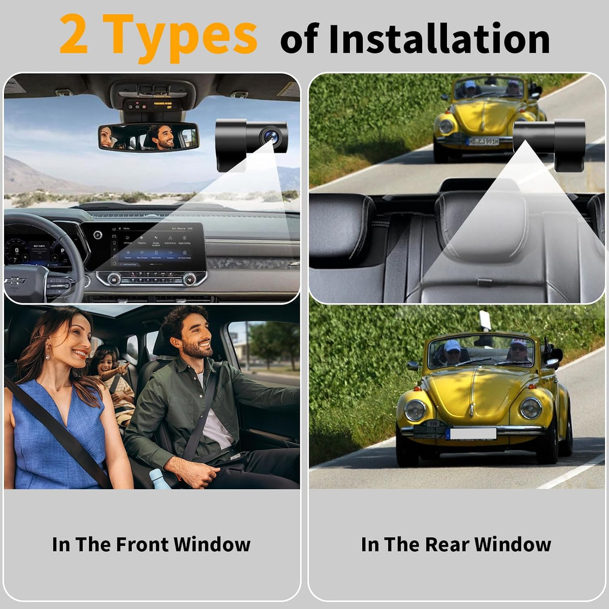 Dash Cam Front and Rear: 4K Dual Channel Dash Cam - 5GHz WiFi, Dash Camera for Cars with 64GB Card, 2" IPS, App Control, G-Sensor, Loop Recording, 170° Wide Angle, Night Vision, 24H Parking Mode
