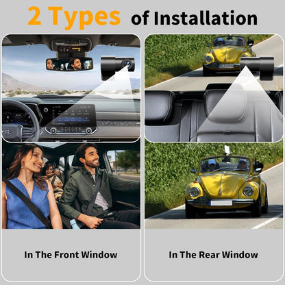 Dash Cam Front and Rear: 4K Dual Channel Dash Cam - 5GHz WiFi, Dash Camera for Cars with 64GB Card, 2" IPS, App Control, G-Sensor, Loop Recording, 170° Wide Angle, Night Vision, 24H Parking Mode