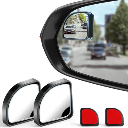 LivTee 2PCS Round Blind Spot Mirror, HD Glass and ABS Housing Convex Wide Angle Rearview Mirror with Adjustable Stick for Universal Car, Black