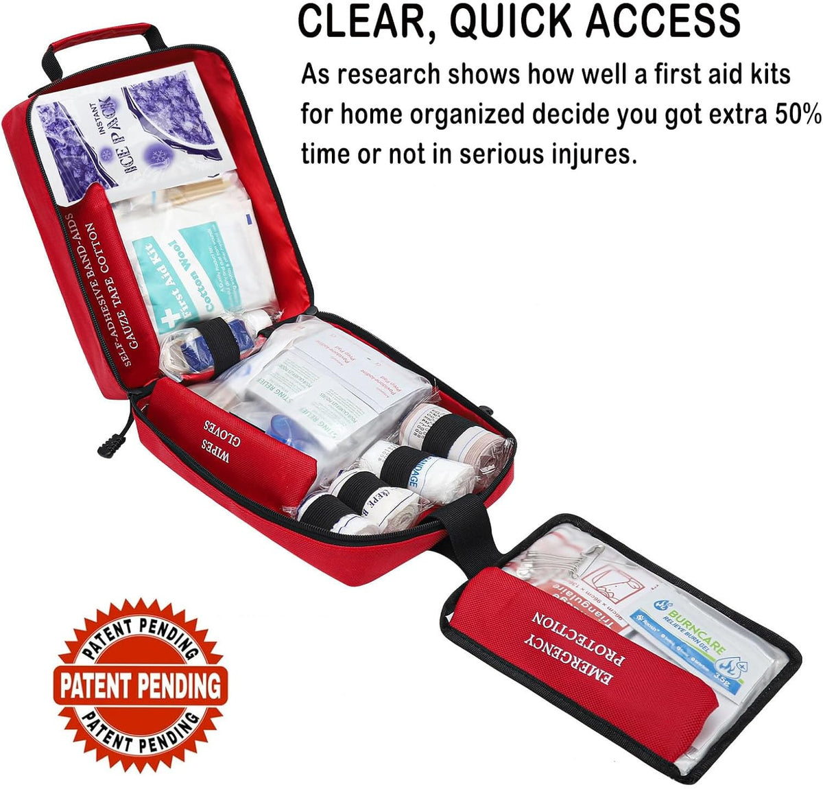 VRIEXSD 400 Piece Large First Aid Kit Premium Emergency Kits for Home, Office, Car, Outdoor, Hiking, Travel, Camping, Survival Medical First Aid Bag, Red