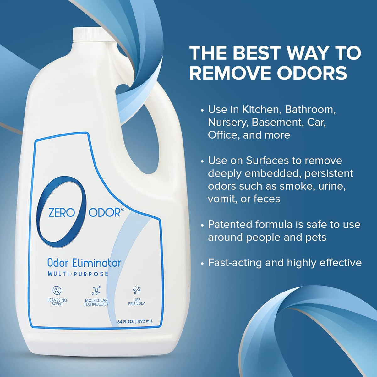 Zero Odor Multi-Purpose Odor Eliminator - Eliminate Air & Surface Odor – Patented Technology Best for Bathroom, Kitchen, Fabric, Closet- Smell Great Again, 8oz (Over 1000 Sprays)