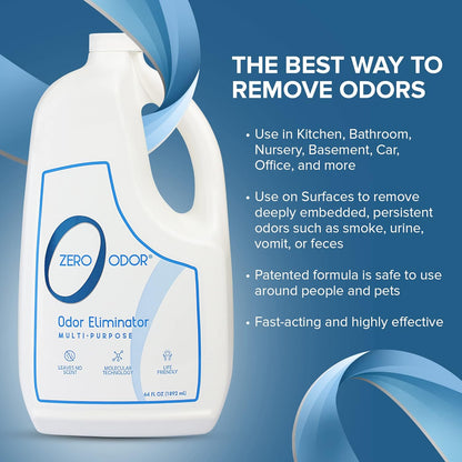 Zero Odor Multi-Purpose Odor Eliminator - Eliminate Air & Surface Odor – Patented Technology Best for Bathroom, Kitchen, Fabric, Closet- Smell Great Again, 8oz (Over 1000 Sprays)