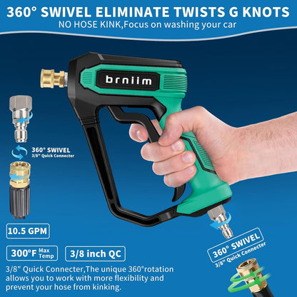 Pressure Washer Gun with Foam Cannon Car Wash Kit, Dual Channels-Foam/Water in 1s,1/4 Inch Quick Dual Connector Accessory for Car Wash Foam Gun & Pressure Washer Gun,with 5-Nozzle 3/8″ Swivel QC