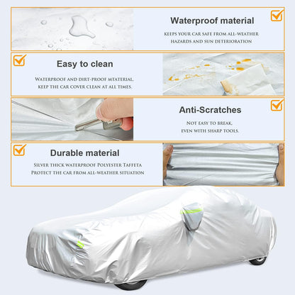 Car Cover, SUV Waterproof Car Covers for Automobiles All Weather Season UV Hail Protection Snowproof Full Car Cover, Outdoor Full Cover Universal Fit SUV Up to 190’’