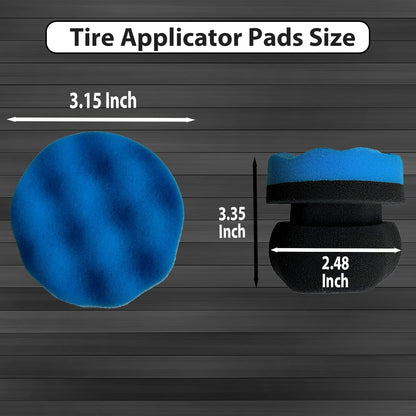 Tire Shine Applicator Pads, 2 Pcs Tire Dressing Applicator, Reusable Tire Shine Sponge Wave Contoured for Car Detailing, 3.15inch
