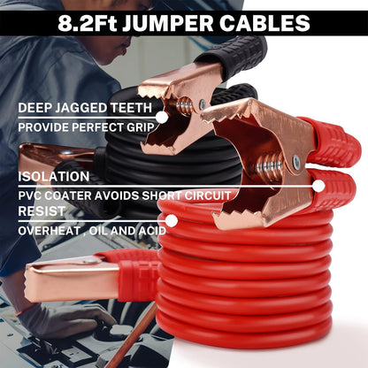 Car Roadside Emergency Kit with Battery Jumper Cables,Car Accessories for Men or Women,Automotive Safety Kit for Car,Vehicle, Truck or SUV,Gifts for Men or Him,Green