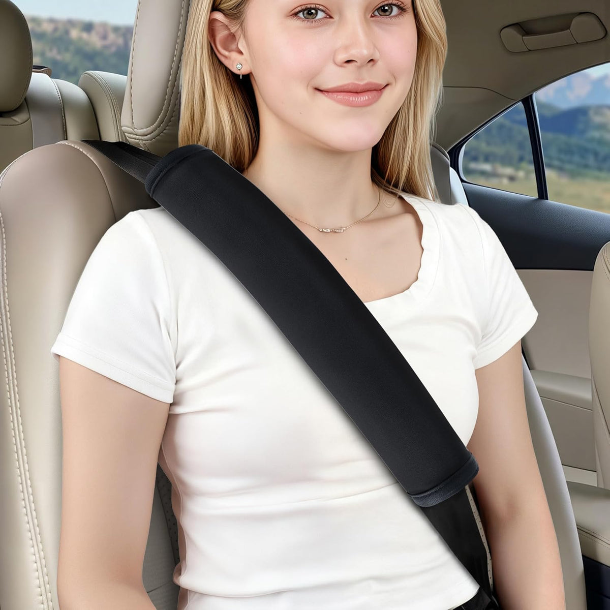 Extra Long Car Seat Belt Cover, 2Pack Waterproof Seatbelt Shoulder Pad for Comfortable Driving, Soft Seatbelt Strap Covers for Adults Kids Women & Men, Machine Washable, Grey