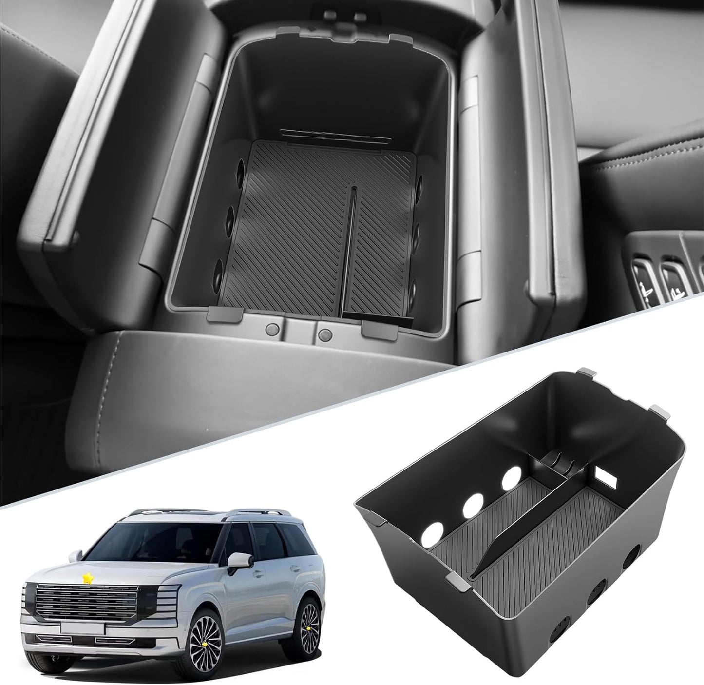 SKTU 2-Pack 2023 2024 2025 2026 Lexu s RX350 Center Console Organizer for 2023-2026 Lexu s RX350/RX450h/RX500h Console Tray 2023 2024 2025 2026 RX350 Accessories with Sunglasses Holder [Double Layers]