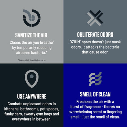 Ozium . Air Sanitizer & Odor Eliminator for Homes, Cars, Offices and More, Outdoor Essence, 0.8 Oz( Pack of 6) (packaging may vary)