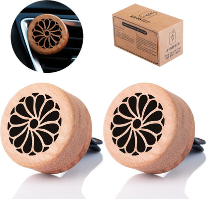 Essential Oil Car Diffuser, 2 PCS Car Aromatherapy Wood Diffuser with Vent Clip