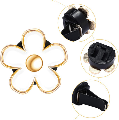 Frienda 6 Pcs Daisy Flower Air Vent Clip Accessories Air Conditioning Outlet Clip Car Air Freshener Dashboard Accessories Charm Car Inter Decor(3 cm, 3.3 cm,White)