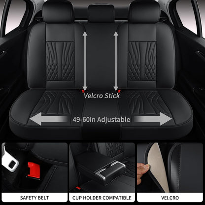 MINGBRON Leather Car Seat Covers,Car Seat Protector Waterproof,Seat Covers Full Set, Car Seat Protectors 5 Seats,Automotive Seat Covers Fit Most Cars Wine Red