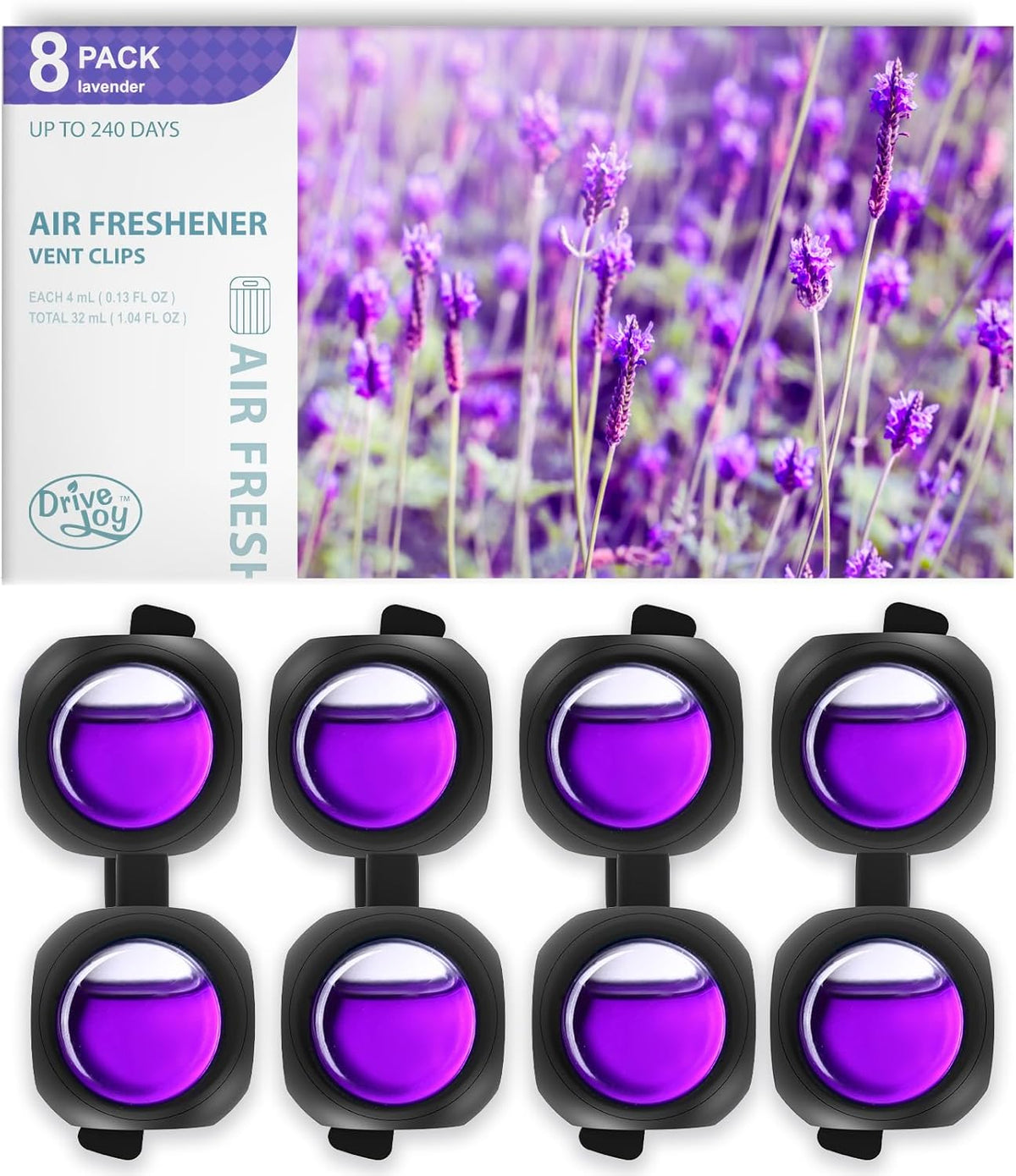 DRIVEJOY Car Air Freshener Vent Clips, 8 PK, 6 Ocean, 2 New Car Scent, Long Lasting Air Fresheners for Men & Women, Up to 240 Days, Odor Eliminator