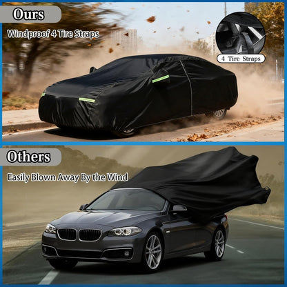 Sedan Car Cover, Car Cover Waterproof All Weather for Automobiles, Outdoor Full Car Covers Windproof Universal Fit for Sedan 178-185 inch